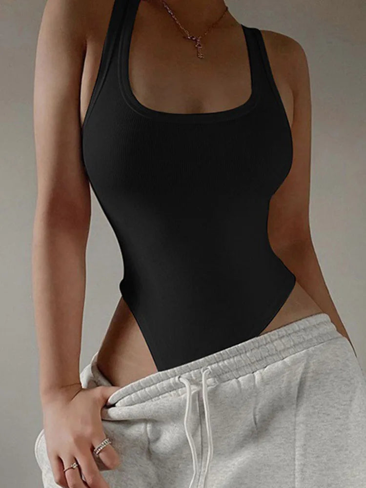 Body sans manches en maille, sexy et moulant pour femmes