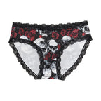 Culotte taille basse respirant en soie glacée garnie de dentelle pour femmes