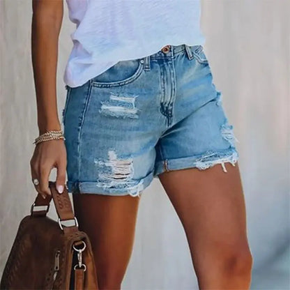 Short en Jean Femme – Déchiré Vintage et Coupe Droite