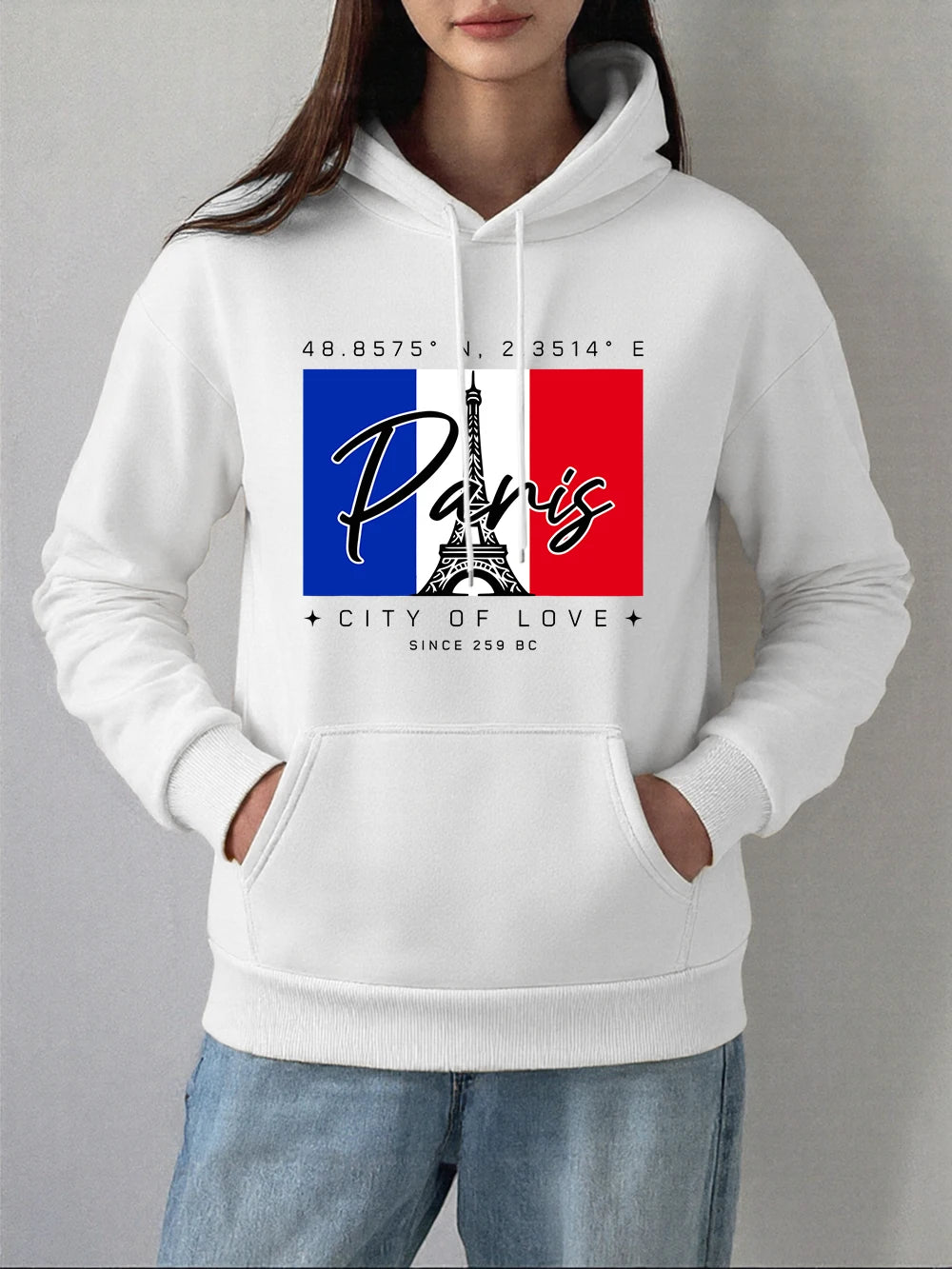 Sweat-shirts à capuche imprimés Paris Ville Amour pour femmes