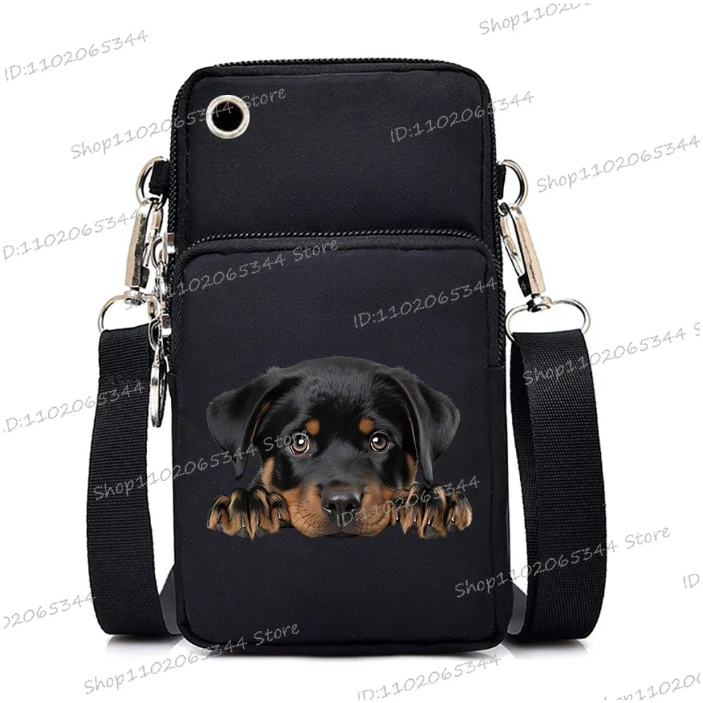 Sac à main pour téléphone portable imprimé chien 3D pour femmes