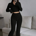Ensembles deux pièces avec pantalon slim décontracté et haut assortie pour femmes