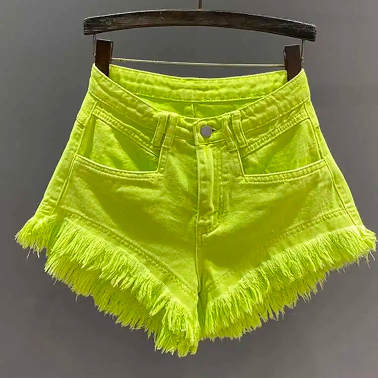 Short en jean vert ligne A pour femmes