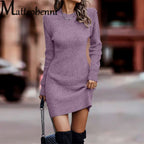 Robe courte moulante en maille unie pour femmes