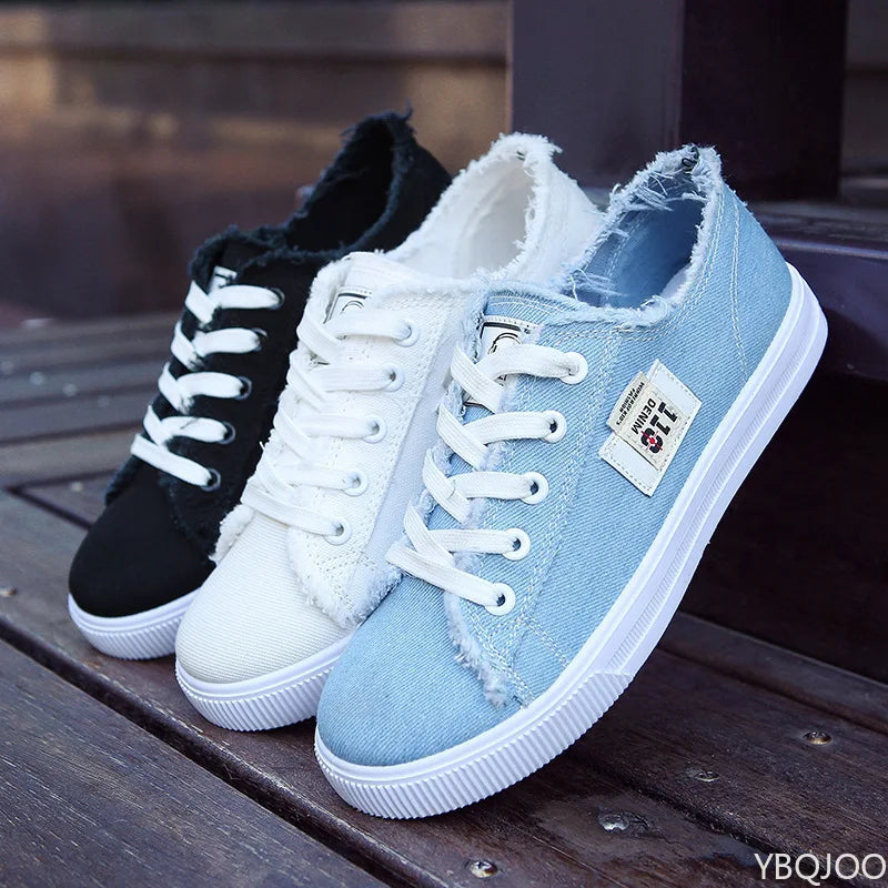Baskets tendance en toile avec lacets pour femmes
