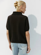 Pull tricoté creux à manches courtes pour femmes