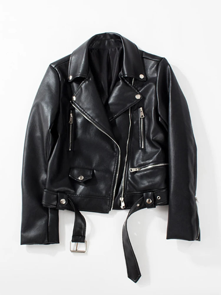 Veste en similicuir PU souple pour femmes