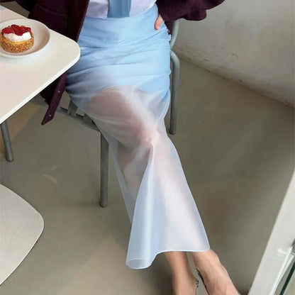 Jupe Longue Transparente Taille Haute Femme