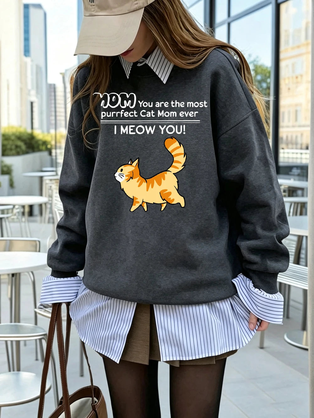 Sweat-shirts avec imprimés « Funny Cat Mom I Meow You », pour femmes