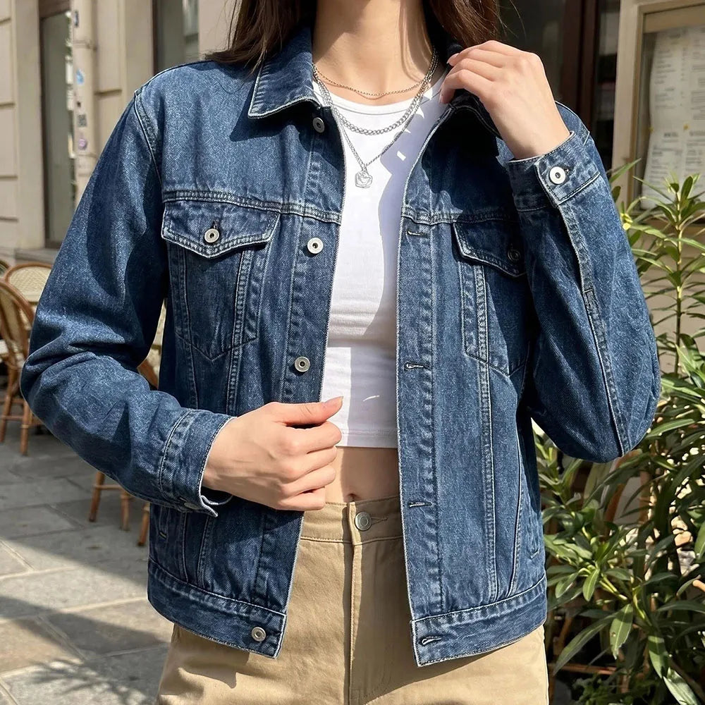 Veste en Jean Bleu Femme – Classique Boutonnée