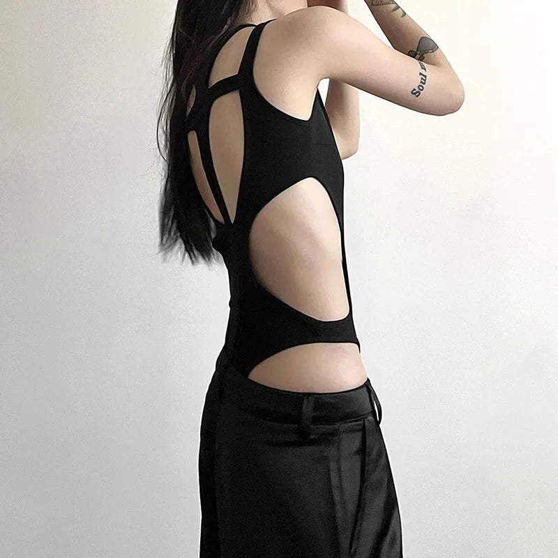 Body gothique ajouré pour femmes