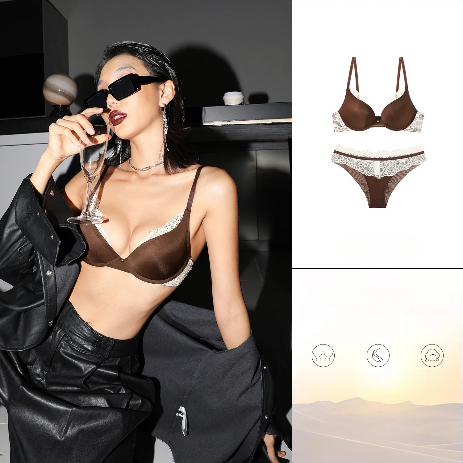 Ensemble de lingerie sexy en dentelle soutien-gorge push-up et culotte assortie pour femmes