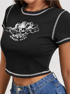 T-shirt manches courtes col rond femmes