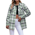 Chemise à carreaux à manches longues pour femmes