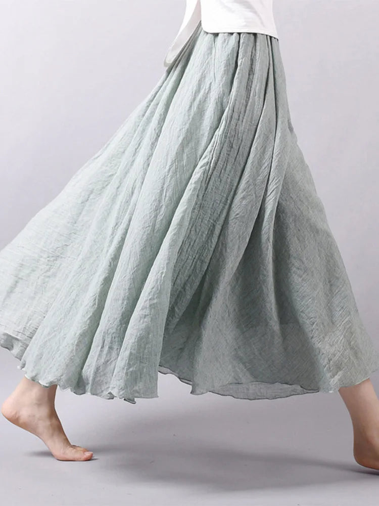 Jupe Longue Femme en Lin – Taille Haute