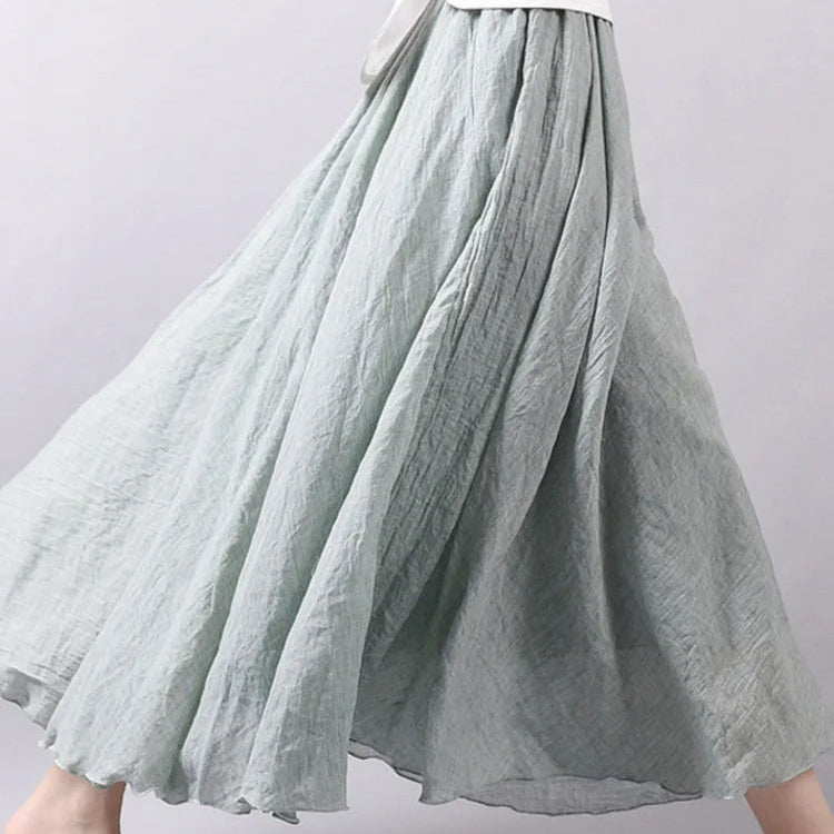 Jupe maxi en lin taille haute pour femmes