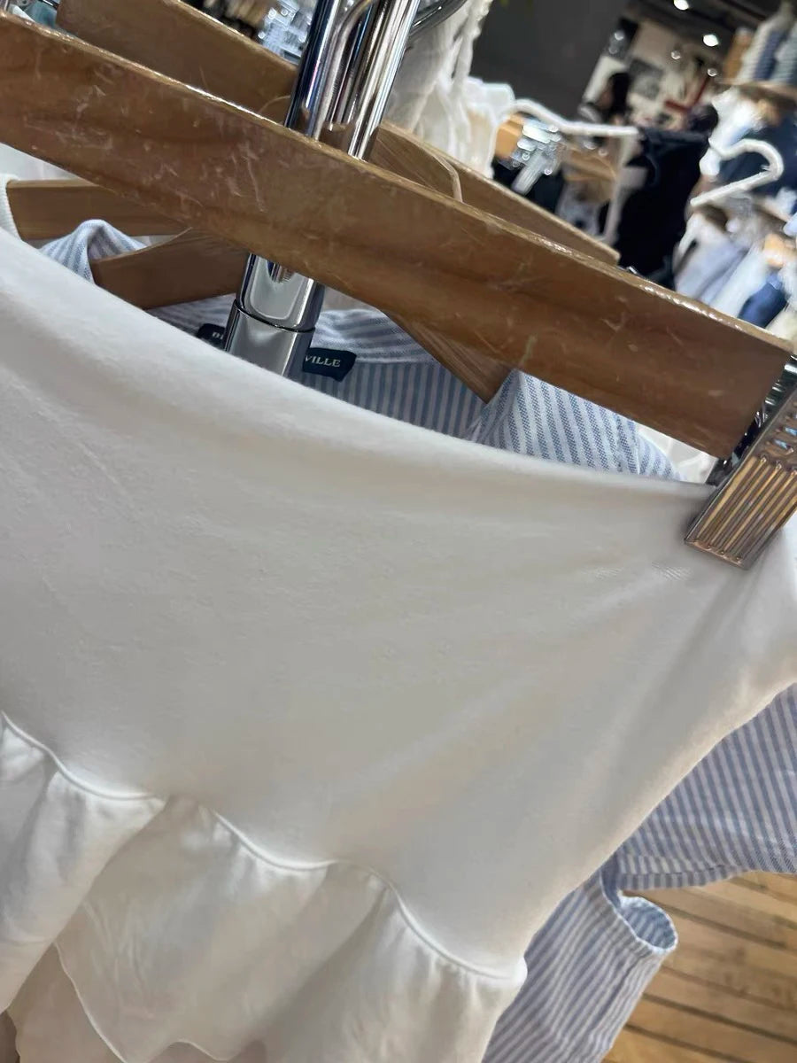Mini jupes à volants blancs rabattables pour femme