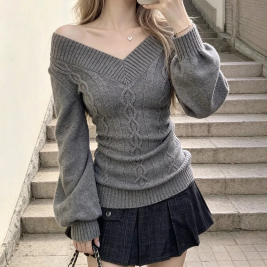 Pull Court Torsadé Femme – Épaules Dénudées