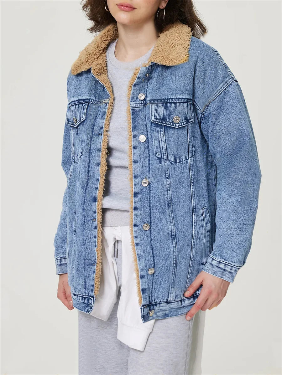 Veste en jean vintage à simple boutonnage pour femmes
