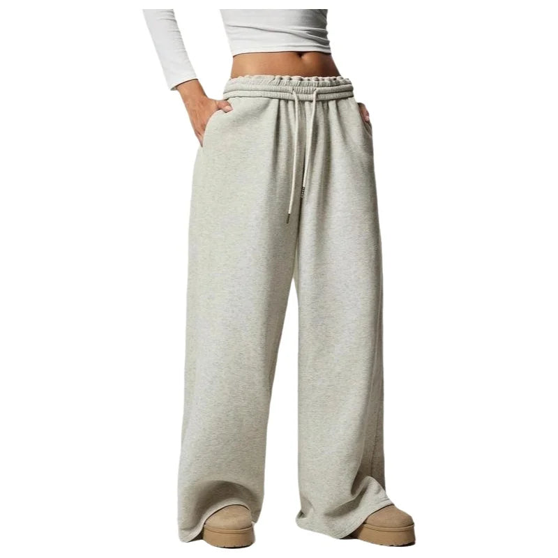 Pantalon large en molleton élastique avec doublure polaire pour femmes