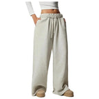 Pantalon large en molleton élastique avec doublure polaire pour femmes