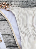 Maillots de bain deux pièces avec anneaux en métal pour femmes