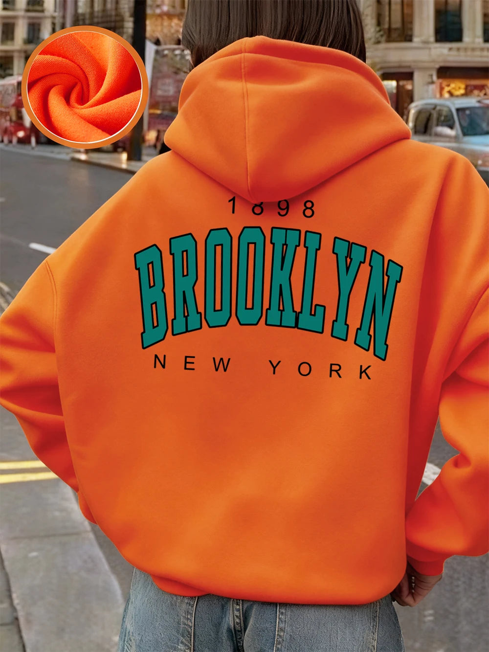 Sweat à capuche imprimé New York Brooklyn 1898 pour femmes