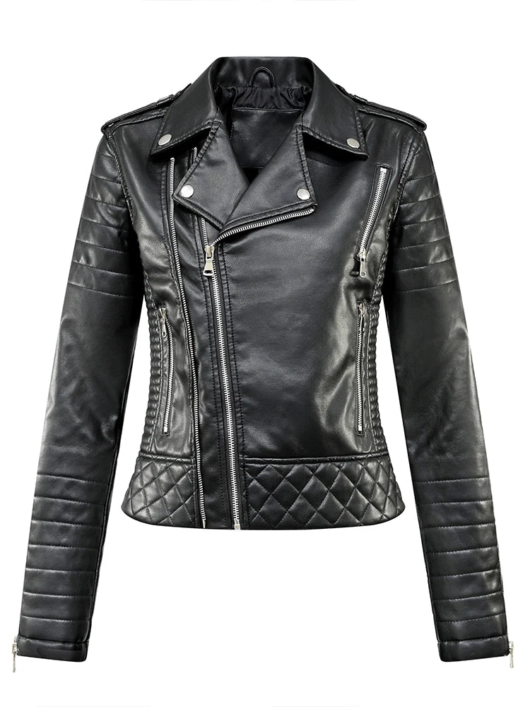 Veste court en pu faux cuir pour femmes