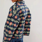 Veste en coton à imprimé floral vintage pour femmes