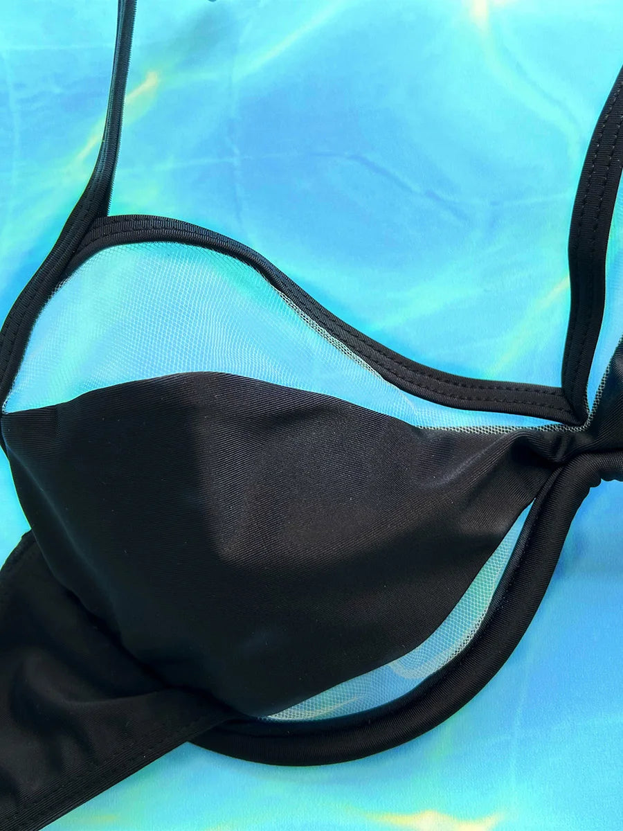 Maillot de bain deux pièces soutien-gorge à armatures et string pour femmes