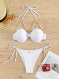 Maillot de bain deux pièces soutien-gorge Push Up en forme coquille pour femmes