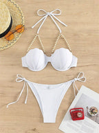 Maillot de bain deux pièces soutien-gorge Push Up en forme coquille pour femmes