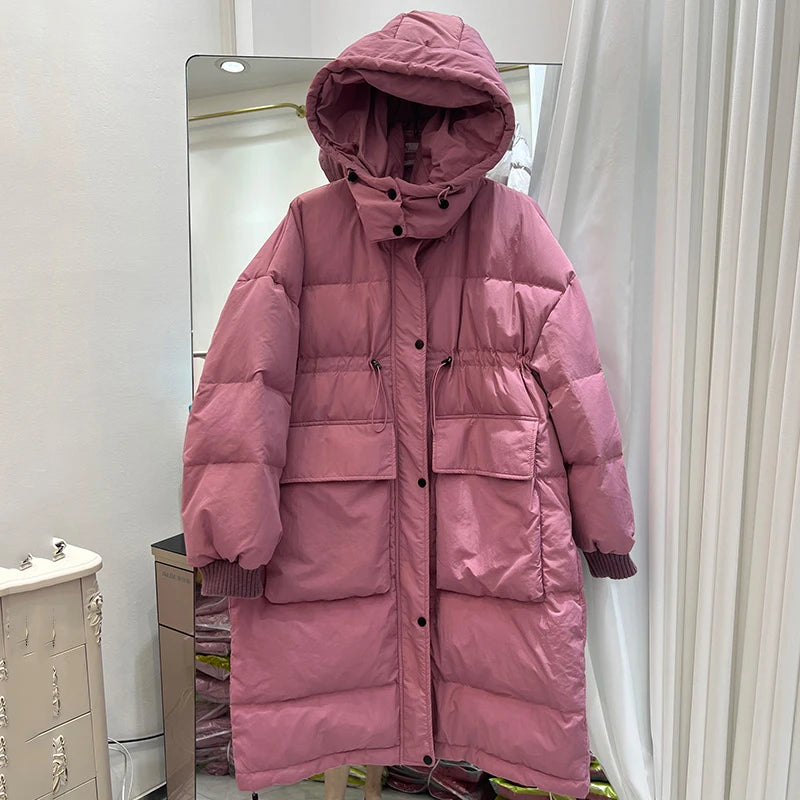 Manteau longue à capuche chaude pour femmes