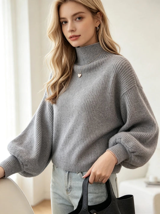 Pull à Col Montant Femme – Maille Style Coréen