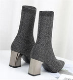 Bottines extensibles en tricot de haute qualité pour femmes