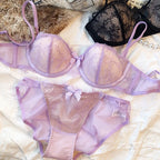Ensemble soutien-gorge 1/2 tasse Push Up et culotte en dentelle pour femmes