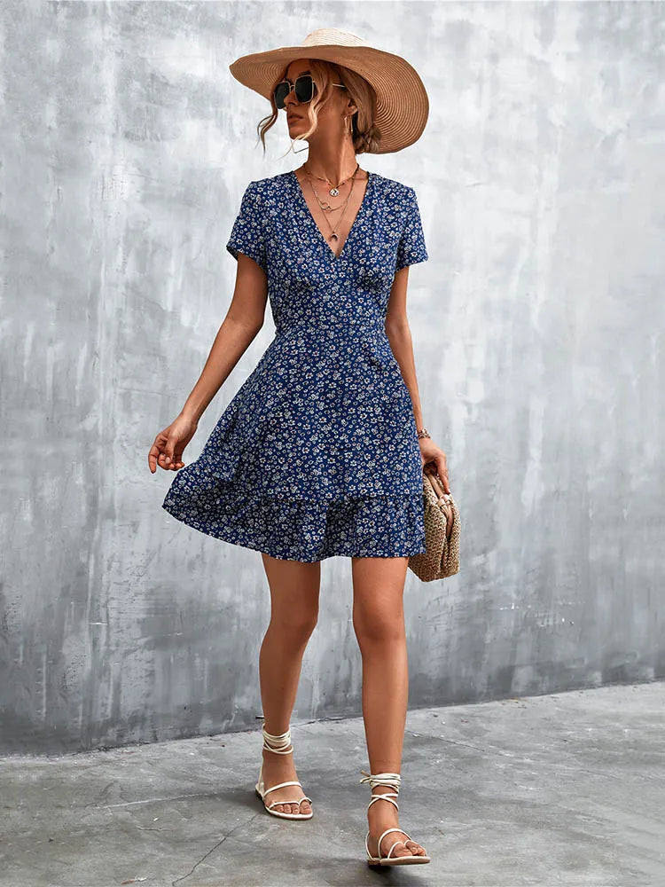 Robe d'été courte style Boho pour femmes