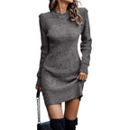 Robe courte moulante en maille unie pour femmes