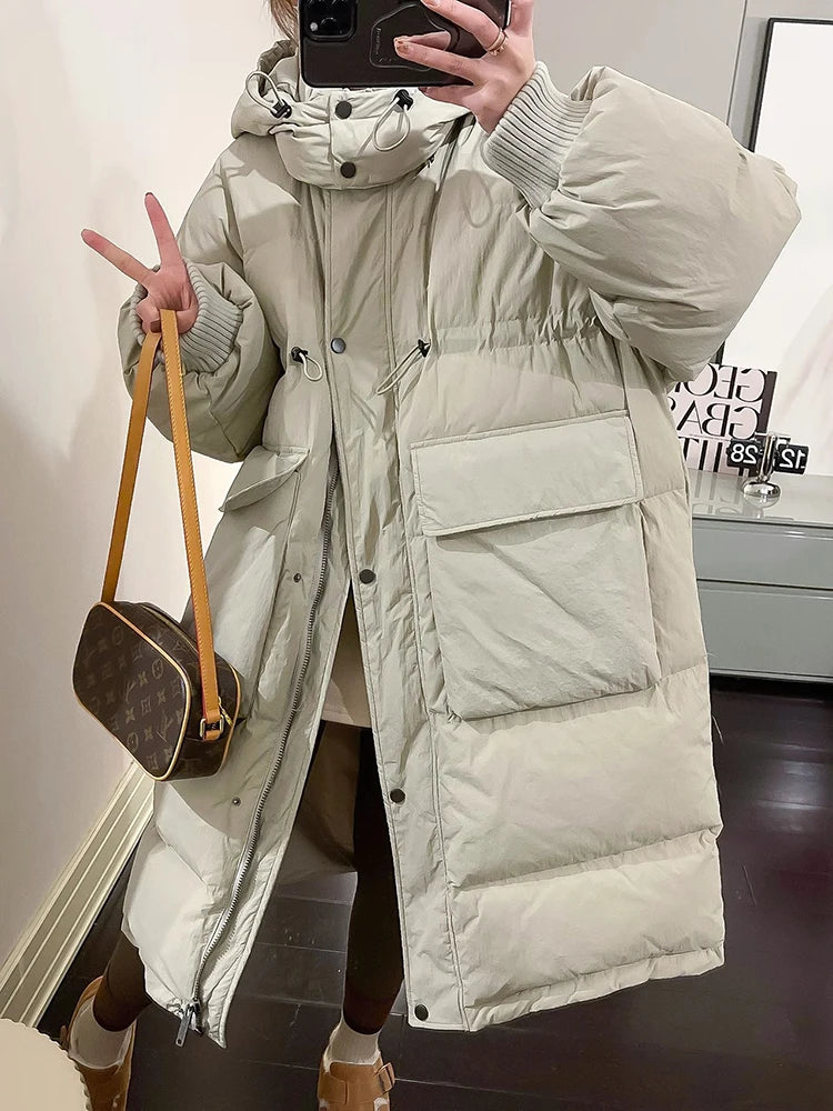 Manteau longue à capuche chaude pour femmes