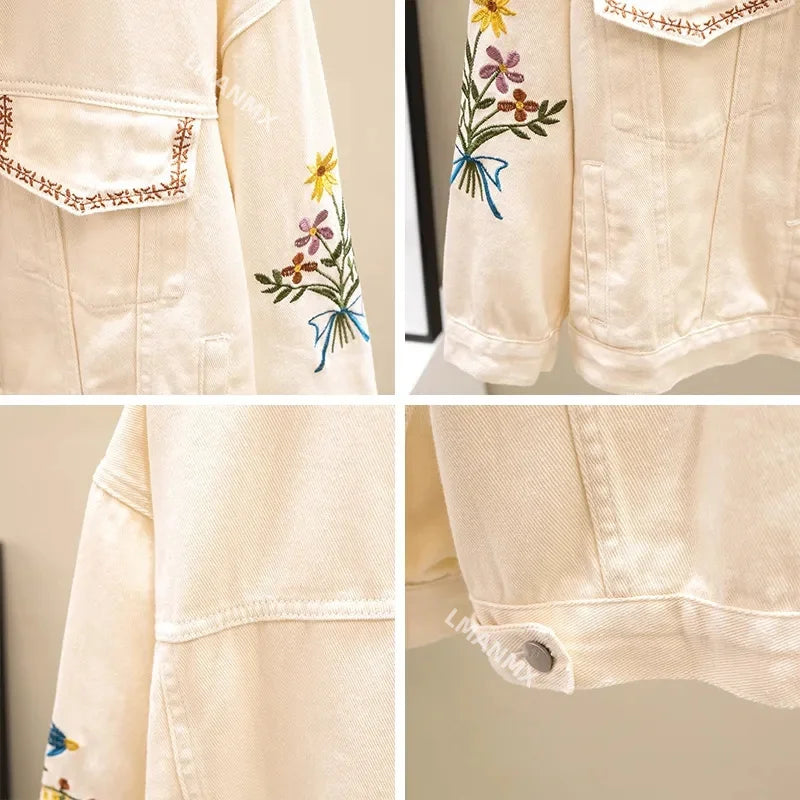 Veste en jean brodée pour femmes
