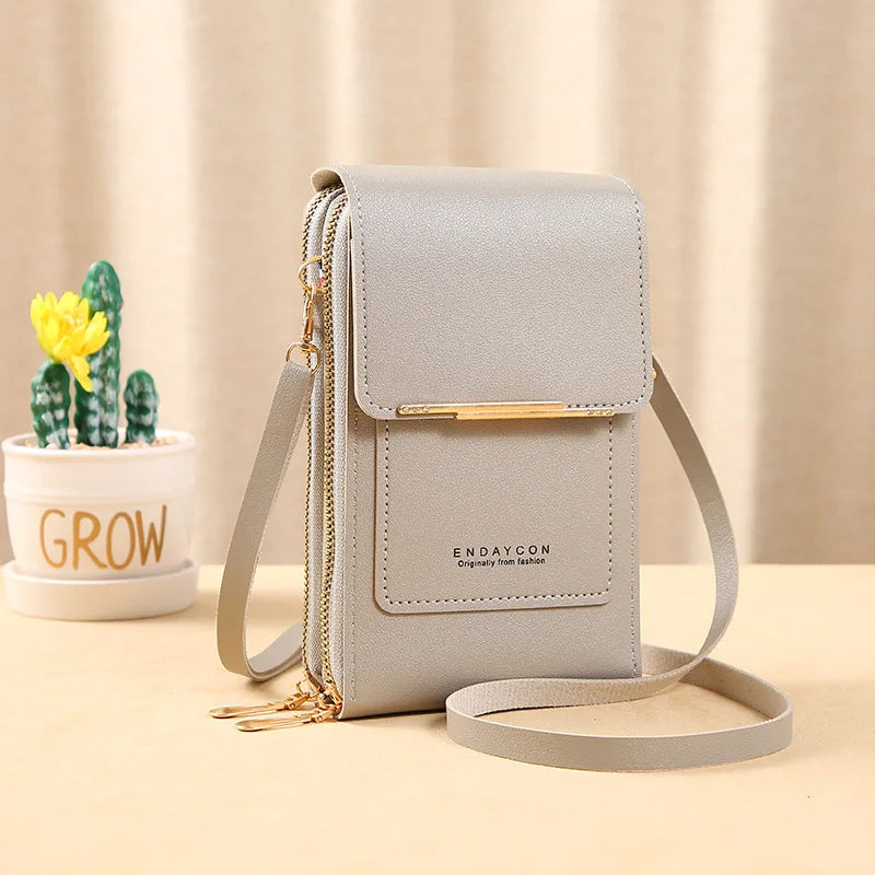 Sac à main en cuir souple téléphone portable pour femmes