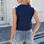 Débardeur en jean sans manches pour femmes