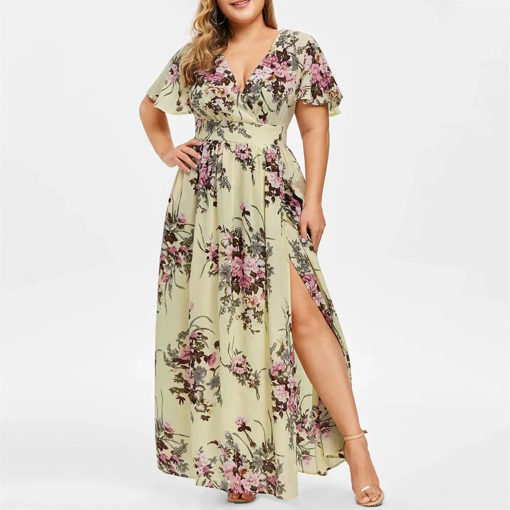Robe fendue imprimée pour femmes