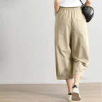 Pantalon cargo taille haute élastique pour femmes