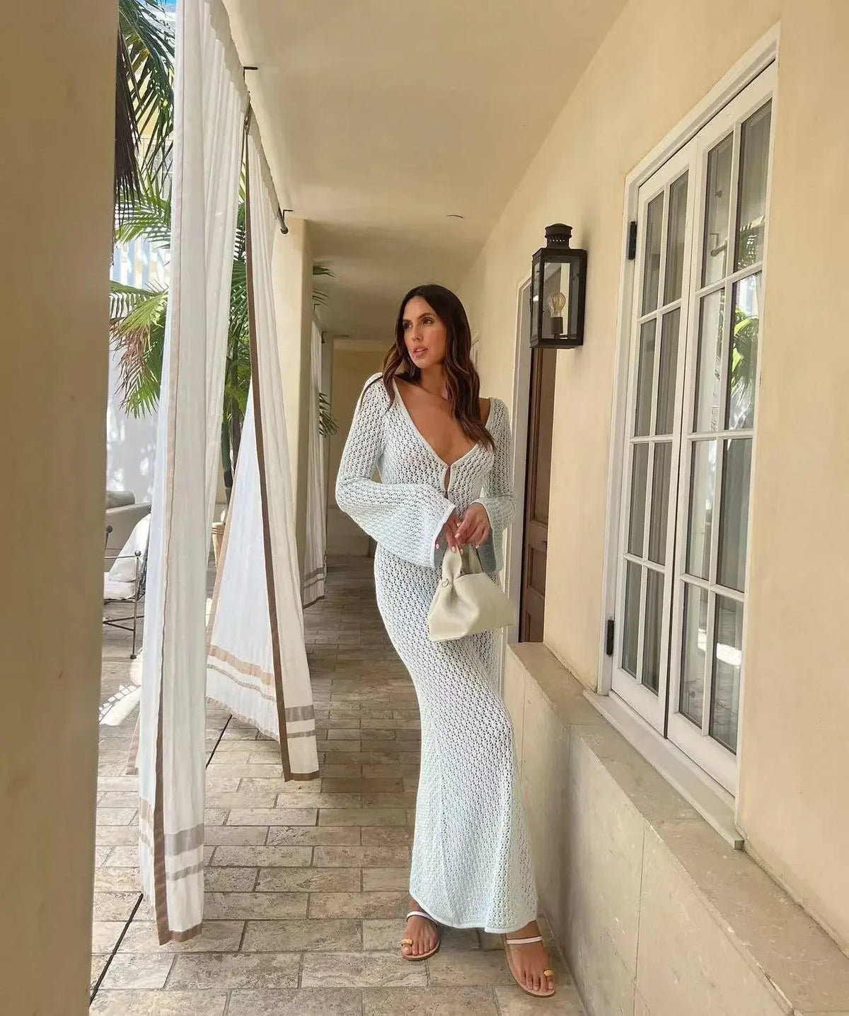 Robe Longue de Plage en Maille Femme