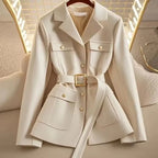 Veste boutons avec ceinture pour femmes