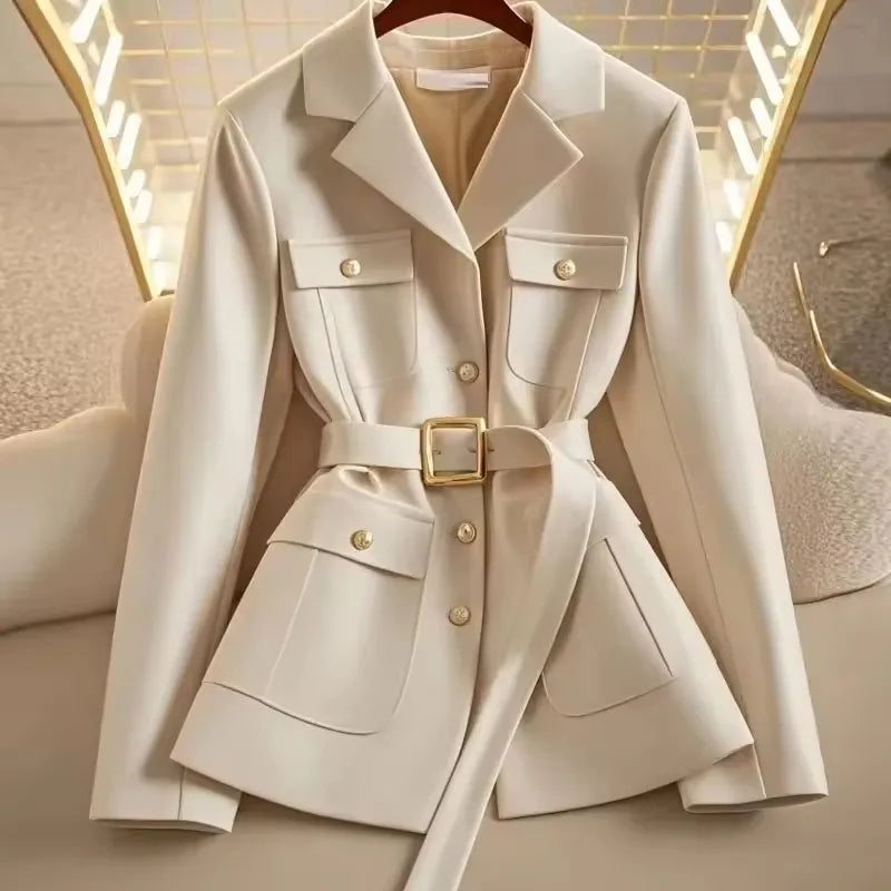 Veste boutons avec ceinture pour femmes