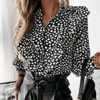 Chemise décontractée à pois léopard et volants pour femmes