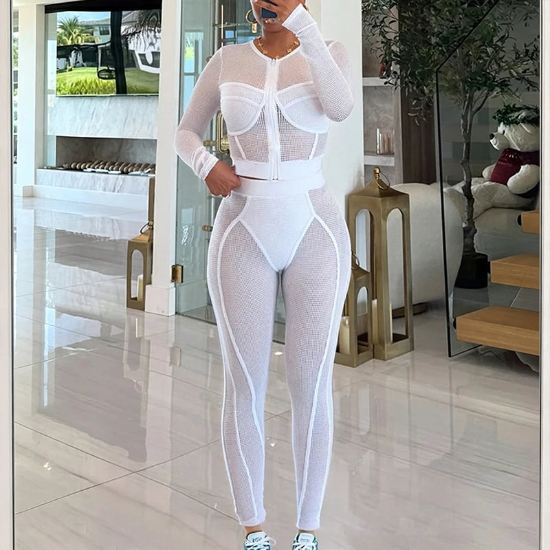 Ensemble femme 2 pièces zippé avec t-shirt et legging