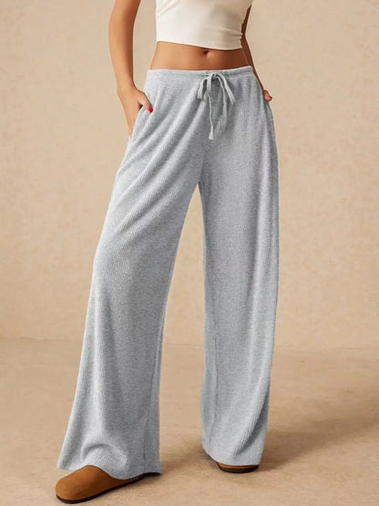 Pantalon Large Femme – Taille Haute et Uni
